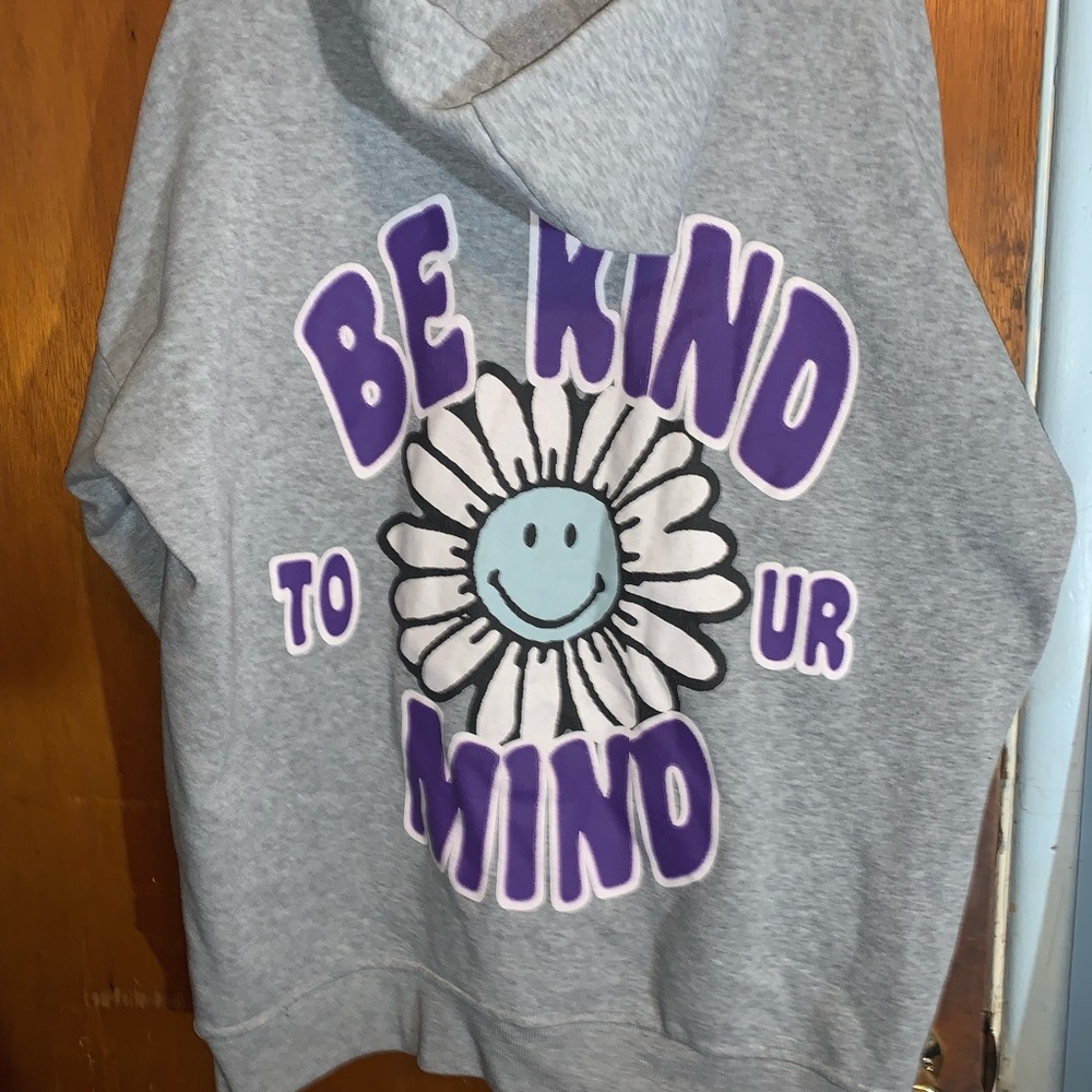 Grey “Be Kind to ur mind” zip up hoodie
